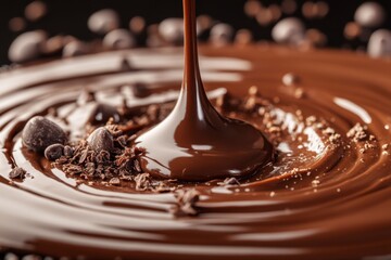 Obraz premium Melted chocolate, glossy brown, color of the year, mocha mousse