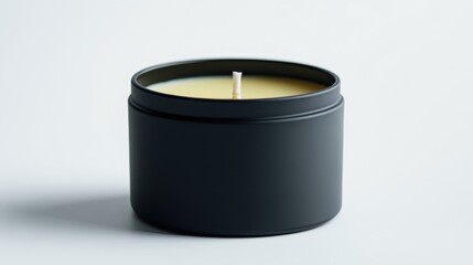 Elegant Black Candle on Minimalist Background