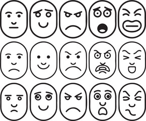 facial expressions, Face expression doodle face and different moods vector set vector illustration