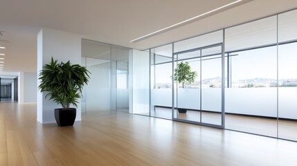 Fototapeta premium Modern office space with bright natural light.