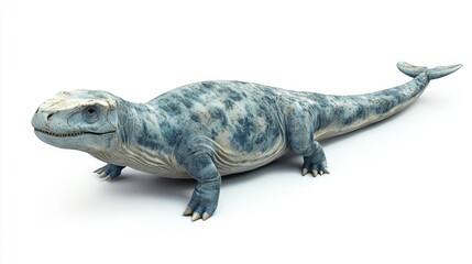 Fototapeta premium Pliosaurus fossil model in a studio setting. Generative AI