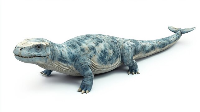 Pliosaurus fossil model in a studio setting. Generative AI