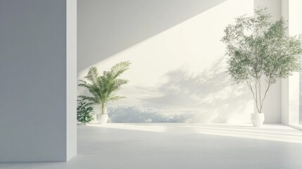 A serene interior space with plants and natural light creating a calming atmosphere.