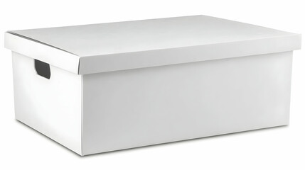 Blank white storage box on white background.
