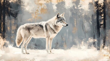 Majestic wolf in the wild, nature-inspired background for designs.