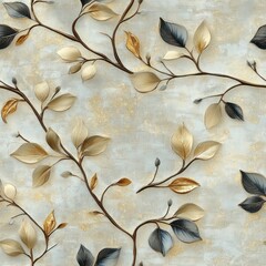 Seamless decorative natural leaves texture pattern