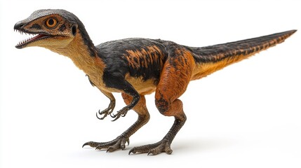 Fototapeta premium Dromaeosaurus Dinosaur on White Background. Generative AI