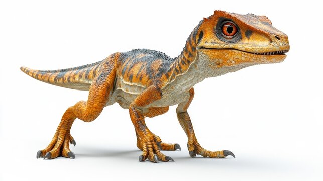 Realistic Deinonychus Dinosaur on White Background. Generative AI