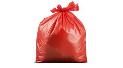 Red garbage bag isolated on white background 
