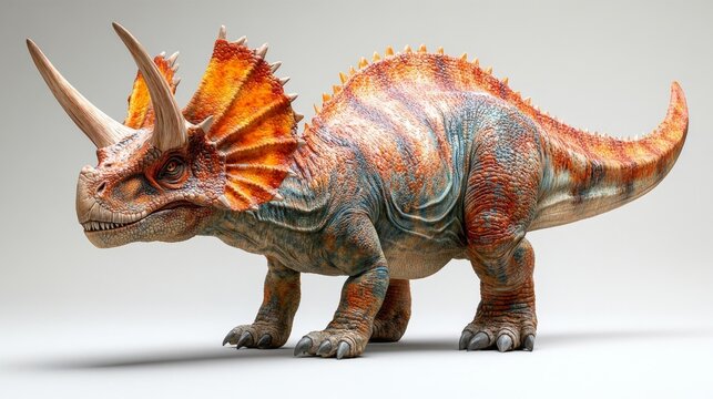 Styracosaurus Dinosaur Isolated on White. Generative AI
