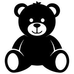 Black teddy bear icon vector. Teddy bear vector illustration and design. Teddy bear silhouette isolated with white background.