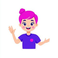 Obraz premium Illustration of a cartoon young girl on a white background.