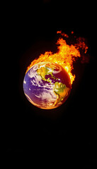 Fototapeta premium the earth on fire with focus on america created with, Side lit, with white tones