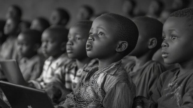 African Childrens Classroom Digital Learning Attentive Students