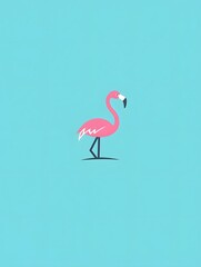 Fototapeta premium Minimalistic Tropical Pink Flamingo wildlife bird icon logo symbol