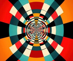 Colorful abstract geometric pattern with optical illusion effect