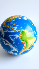 A globe with a blue and white color scheme, photo