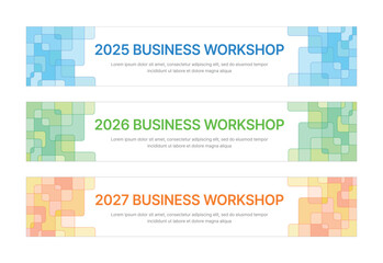 Set of business banner design templates in modern, abstract pattern style for seminar, conference, workshop, event and presentations. Layout design template for banner, flyer, brochure, panel etc.