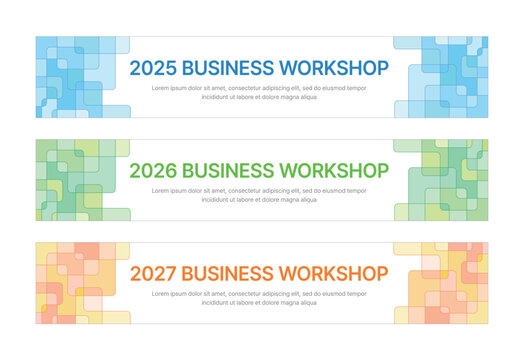 Set of business banner design templates in modern, abstract pattern style for seminar, conference, workshop, event and presentations. Layout design template for banner, flyer, brochure, panel etc.