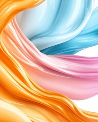 Obraz premium Abstract Swirling Liquid Paint Texture Orange Pink and Blue Hues