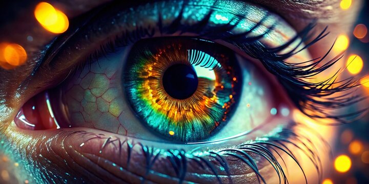 Dilated Pupils Close-up: Bokeh Effect Stock Photo - Eye Detail