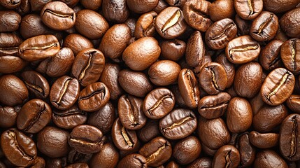 Obraz premium Close-up of roasted coffee beans.