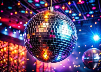 Obraz premium Disco Ball Nightclub Party Lights Reflection - Glittering Sphere