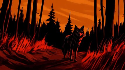 Majestic wolf in the wild, nature-inspired background for designs.