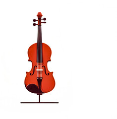 Obraz premium Isolated vector illustration of red violin on white background with copy space.