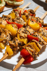 BBQ chicken shashlik with vegetables. High quality photo
