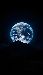 The end of planet Earth, studio lighting, with white tones