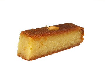 Turkish Dessert Sambali or Damascus Dessert (Sam Tatlisi). isolated white background.