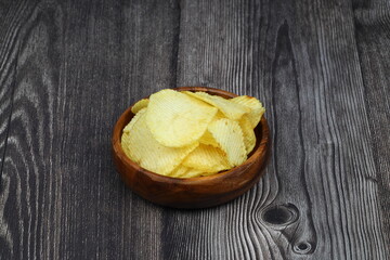 potato chip isolated on white background close up