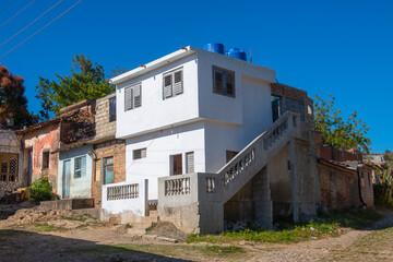Historic residential houses on Calle Desengano Street in historic city centre of Trinidad, Cuba. Historic Trinidad Centre is a World Heritage Site. 