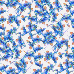 Obraz premium Colorful seamless abstract pattern with blue and orange shapes, artistic design for backgrounds