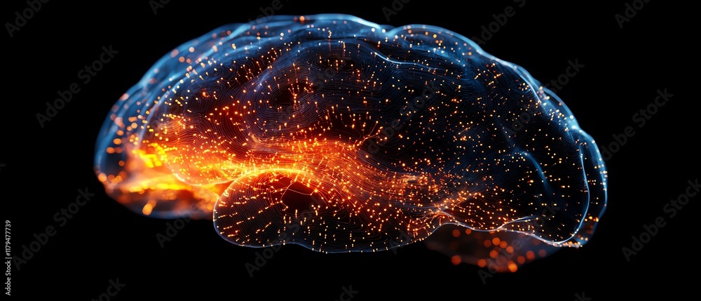 Aufkleber A conceptual AI brain, formed from digital circuits and vibrant data streams, showcasing the development of artificial intelligence and its potential for innovation