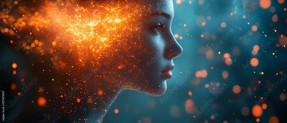 Poster a creative ai brain design, with glowing nodes and digital connections, symbolizing the rapid evolut