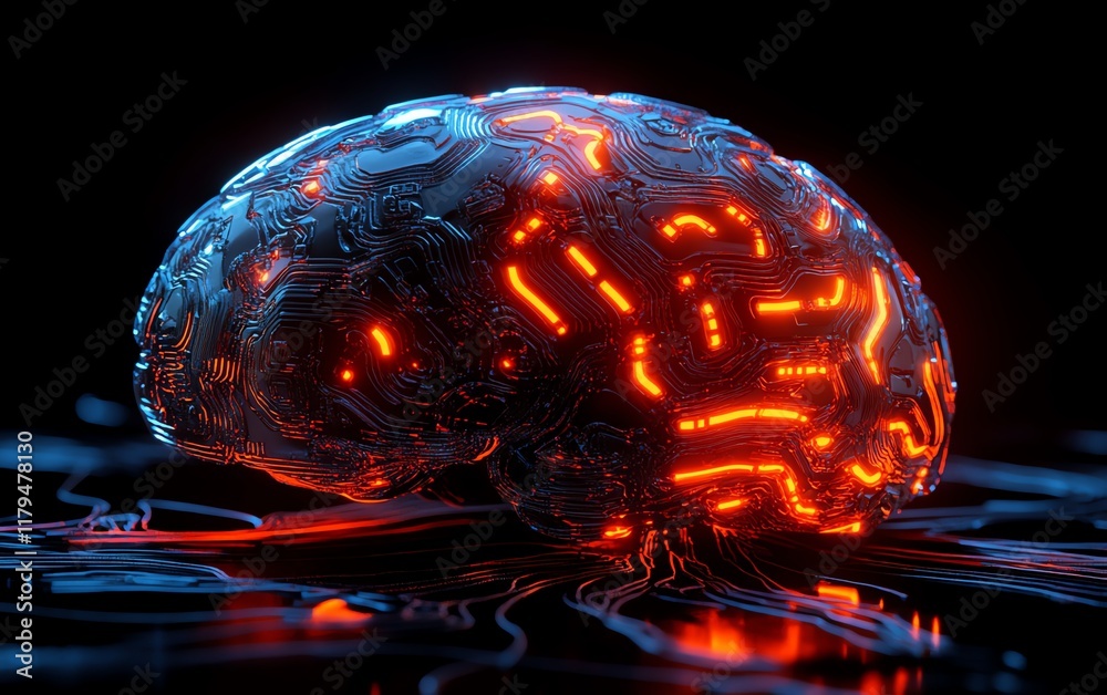 Aufkleber A creative concept of an artificial intelligence AI brain, with glowing neural connections and intricate patterns, representing the development of advanced technology