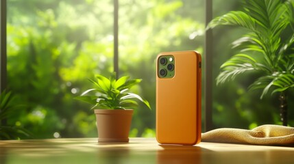 Cozy Modern Living Room with Phone Case. Generative AI