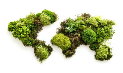 Obraz premium Moss world map, green, nature, eco.