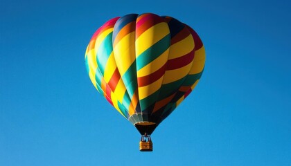Naklejka premium A colorful hot air balloon rising into a clear sky