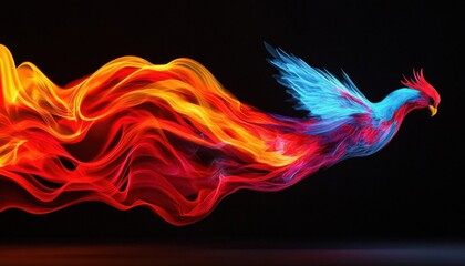 Inspirational abstract artwork of a phoenix rising
