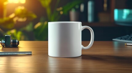 Fototapeta premium White Mug Mockup in a Laboratory Setting. Generative AI