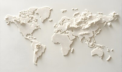 Embossed world map relief.