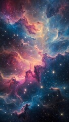 Fototapeta premium Cosmic Beauty: Vibrant Nebula in Swirling Hues