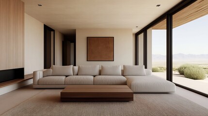 Obraz premium Contemporary Desert Residence with Earthy Tones and Panoramic Views