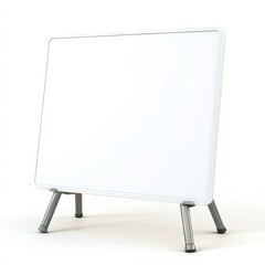 Single 3D Whiteboard – Modern Design, Clean Surface, Professional Office Equipment, Isolated on White Background