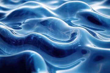 Obraz premium dynamic 3d rendered abstract liquid motion with flowing water creating mesmerizing patterns in cool blue tones for modern design background