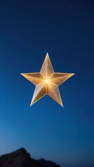 Obraz premium Shimmering Golden Star Against Twilight Sky - Symbol of Celebration