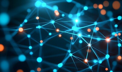 Abstract network connection glowing nodes.